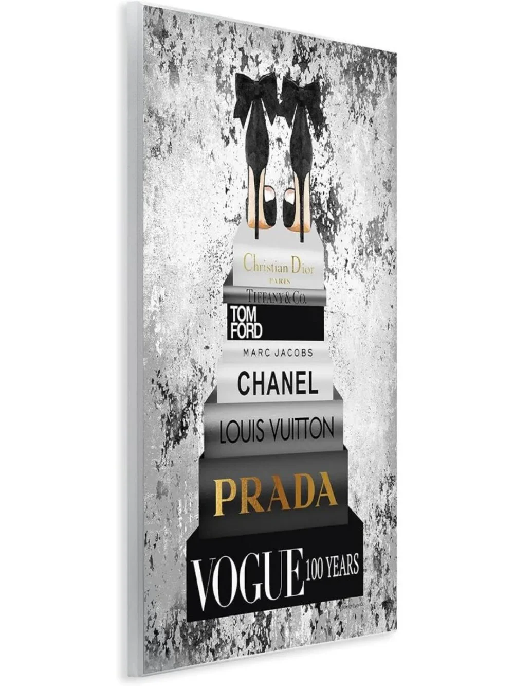 Chic Fashion Bookstack Wall Art Print, 10x15 Inch Mounted Plaque, Ready to Hang